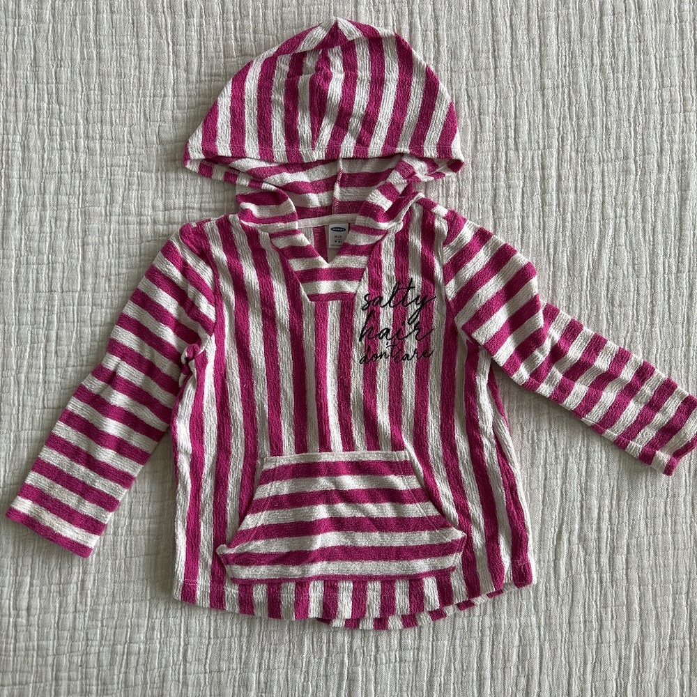 Pink and white stripe shirt/cover up